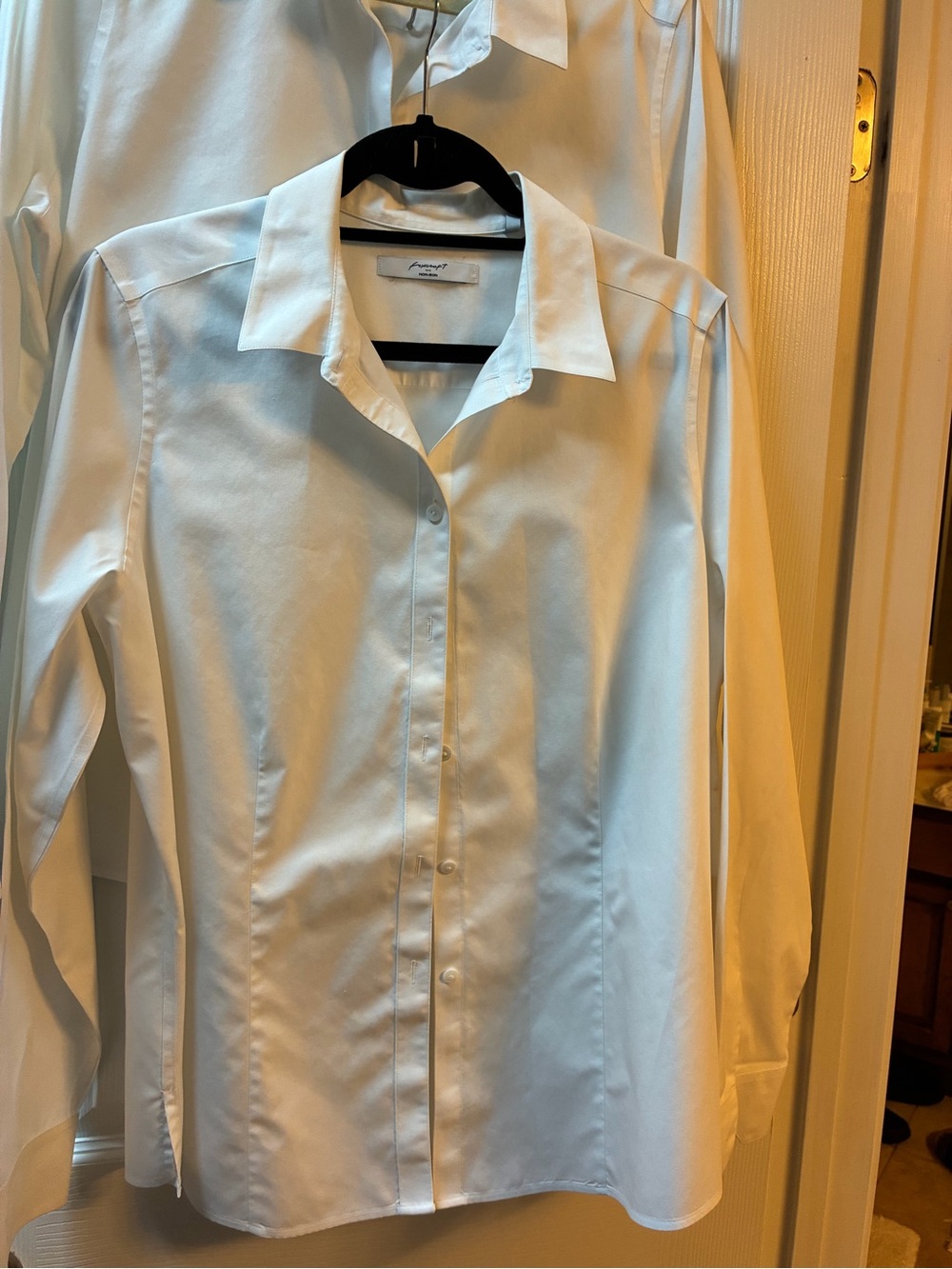 Foxcroft White Long-Sleeve Button Front Blouse